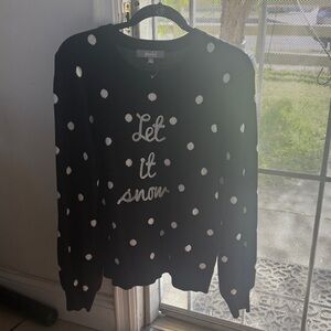 Black Polka Dot 'Let It Snow' Sweater - Unbranded